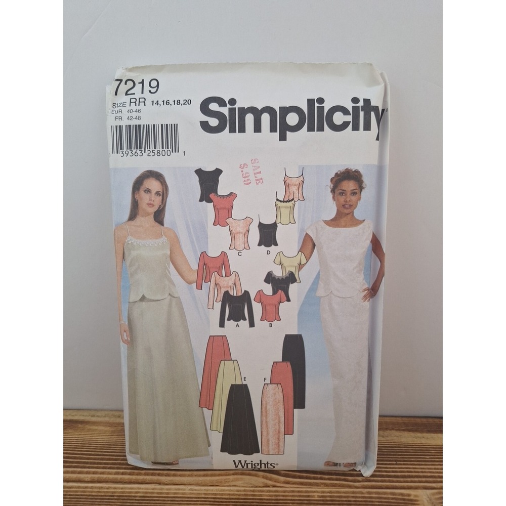 Simplicity 7219 14 -‎ 20 EVENING Top Camisole Full Slim Skirt Gown Pattern UNCUT